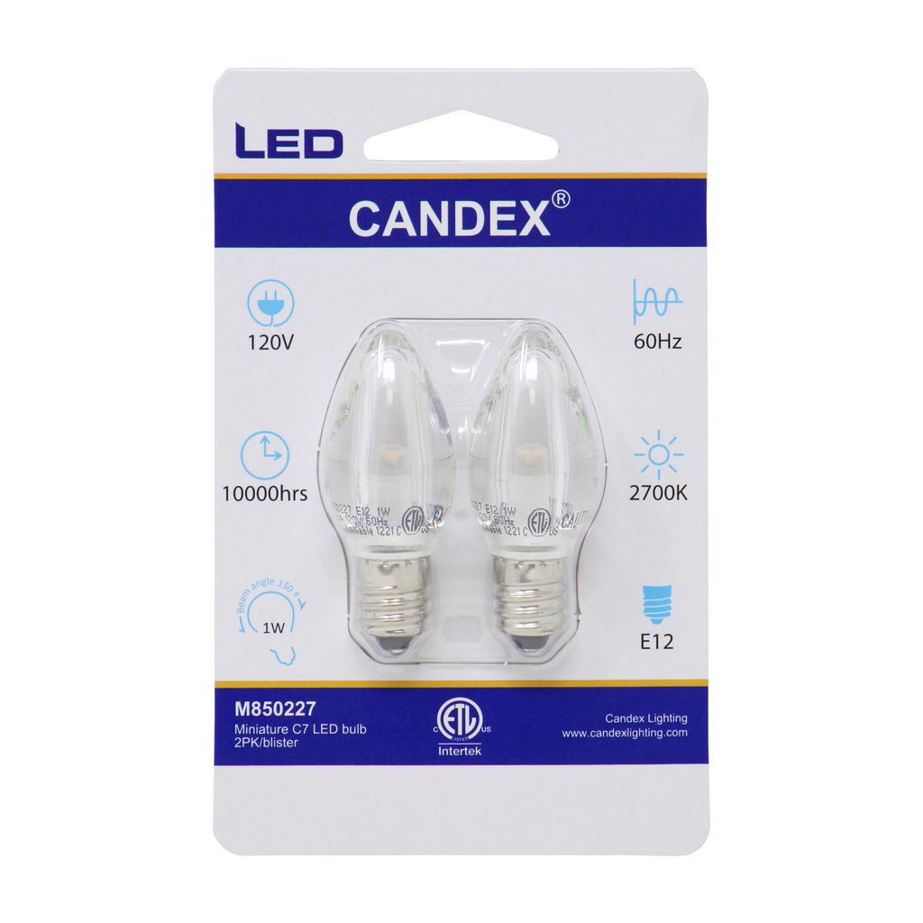 C7 10W-Equal 2700K Candelabra E12 - Candex Lighting